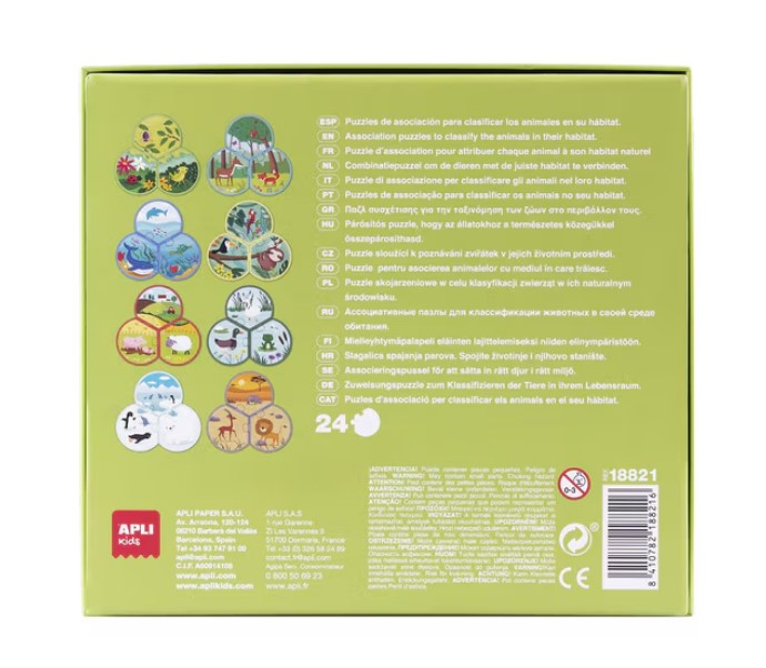 Puzzle din 3 piese Animalele si mediul lor, Apli Kids, 24 piese [3]