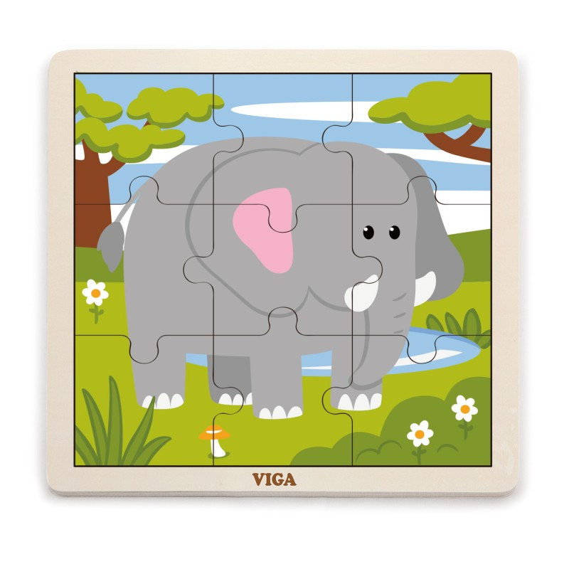 Puzzle din 9 piese mari - elefant [3]