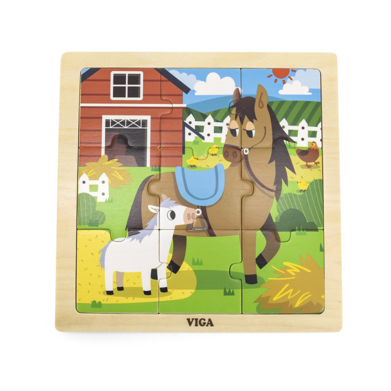 Viga-Puzzle din 9 piese mari Mama si puiul Cal, Viga [3]
