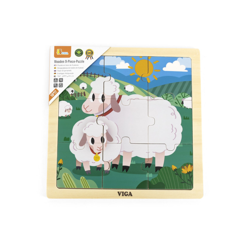 Viga-Puzzle din 9 piese mari Mama si puiul Oaie, Viga [2]