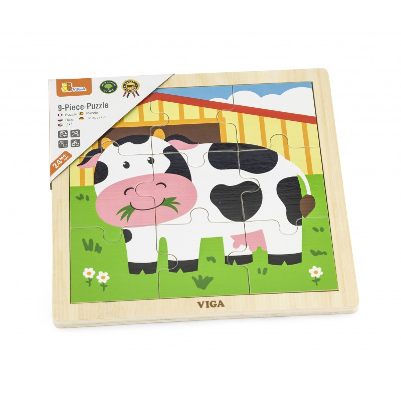 Puzzle din 9 piese mari - vaca, Viga [1]