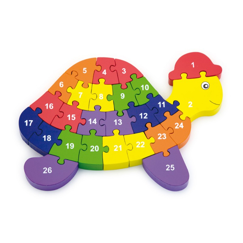 Viga-Puzzle din lemn 3D cu litere si cifre - broscuta testoasa [4]