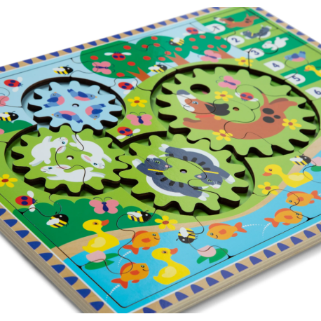 Melissa & Doug-Puzzle din lemn cu rotite dintate pentru invatarea numararii prin joaca Animale vesele [2]