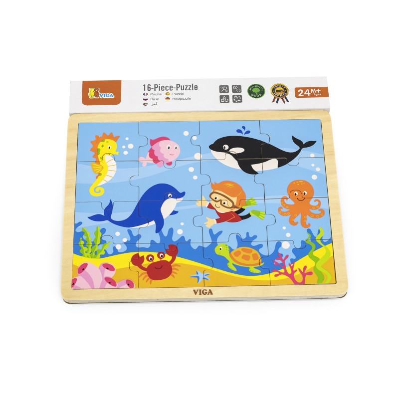 Puzzle din lemn din 16 piese - animale din ocean [3]