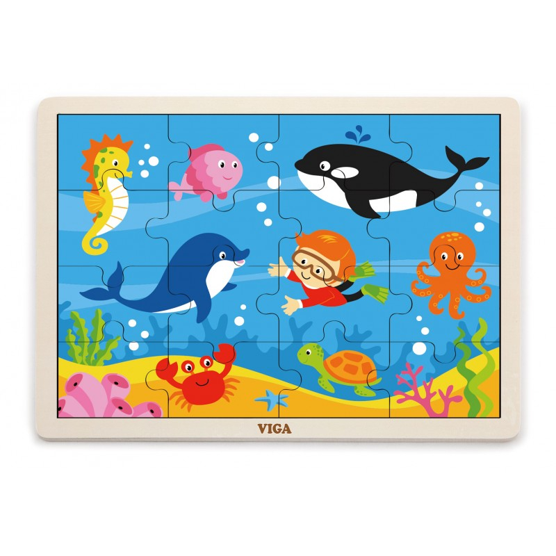 Puzzle din lemn din 16 piese - animale din ocean [4]