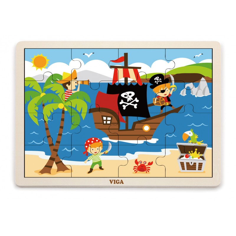 Puzzle din lemn din 16 piese - pirati [4]