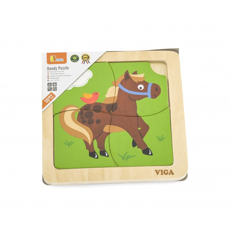 Puzzle din lemn din 4 piese mari - cal [2]