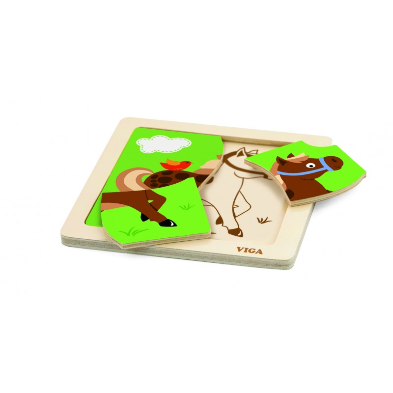 Puzzle din lemn din 4 piese mari - cal [1]