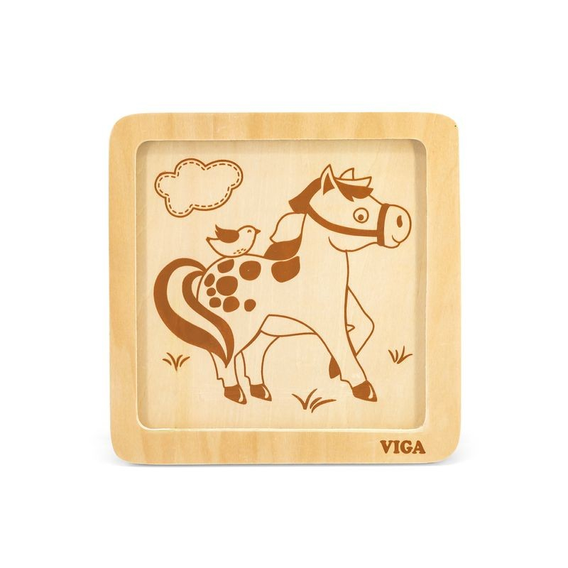 Puzzle din lemn din 4 piese mari - cal [3]