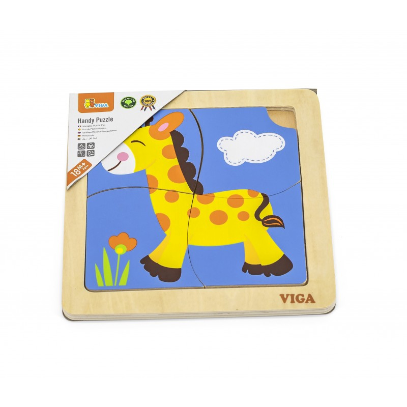 Viga-Puzzle din lemn din 4 piese mari - girafa [1]