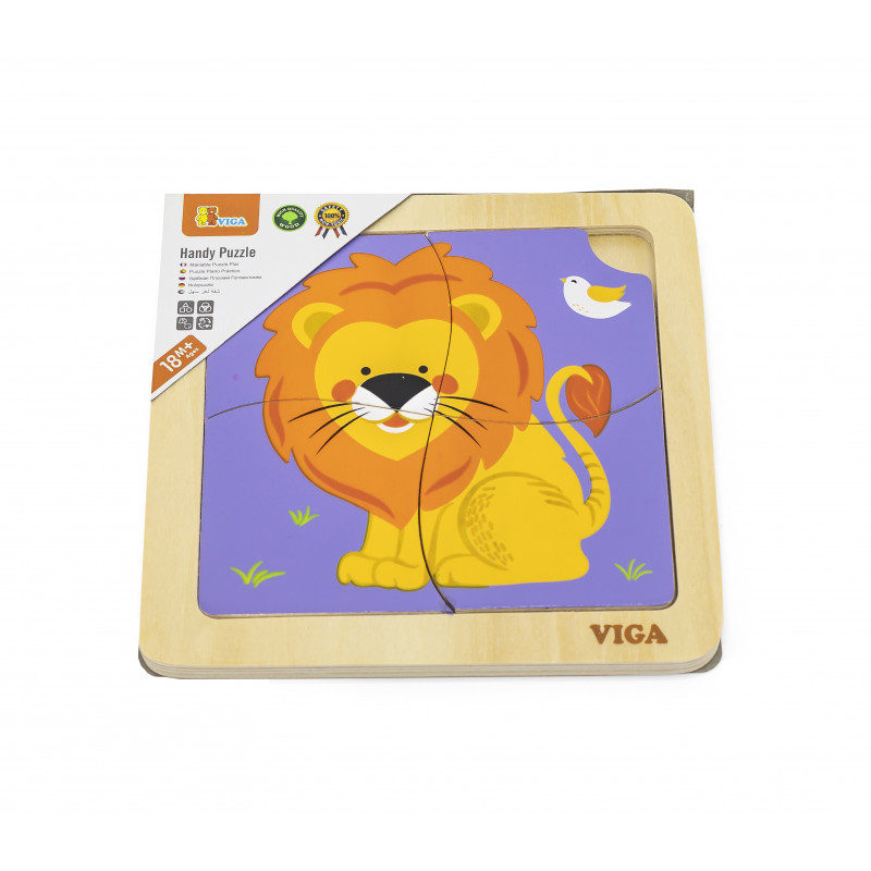Viga-Puzzle din lemn din 4 piese mari - leu, Viga [2]