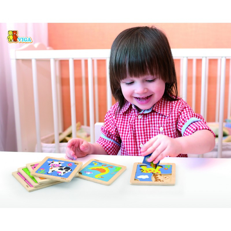 Puzzle din lemn din 4 piese mari - vaca [2]