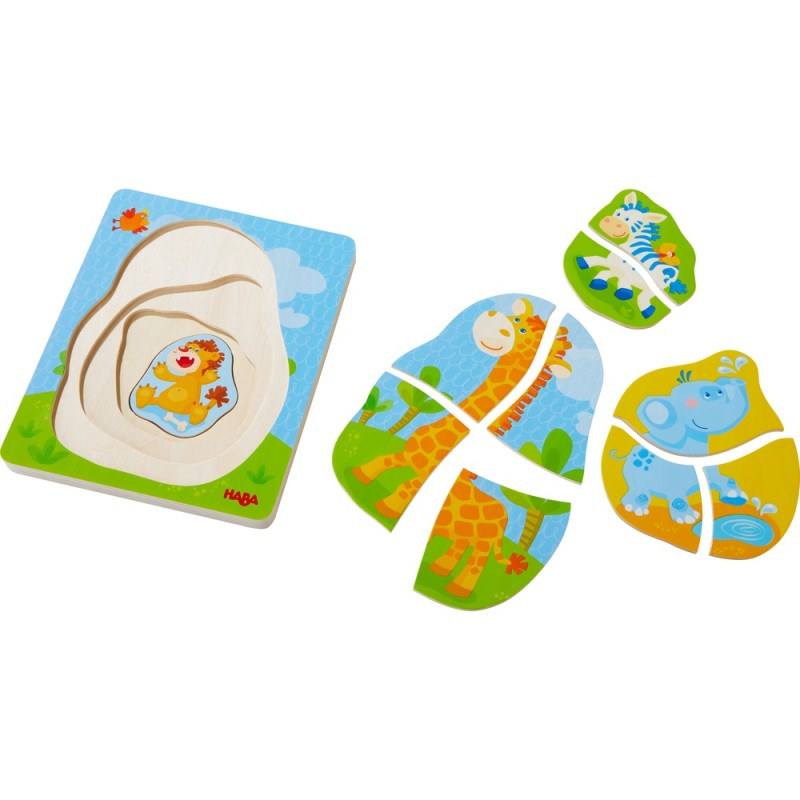Puzzle din lemn in straturi - Animale salbatice, Haba [3]