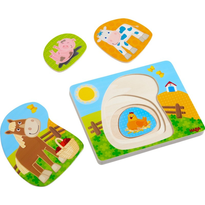 Puzzle din lemn in straturi - Distractie la ferma, Haba [3]
