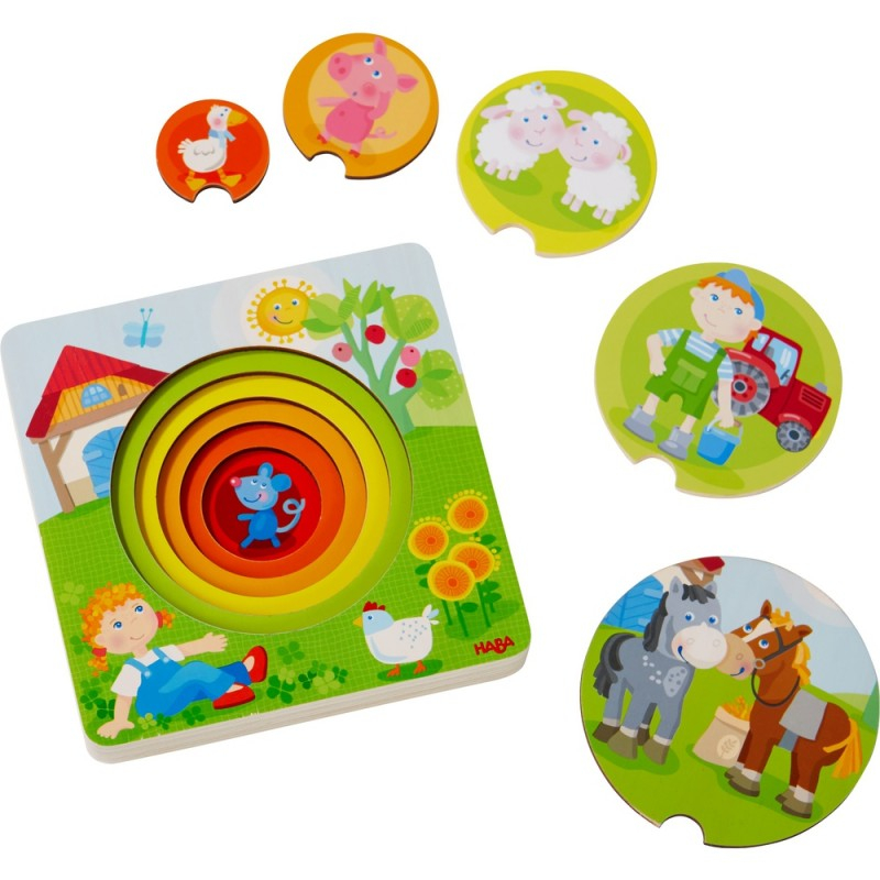 Puzzle din lemn in straturi - Prietenii de la ferma, Haba [3]