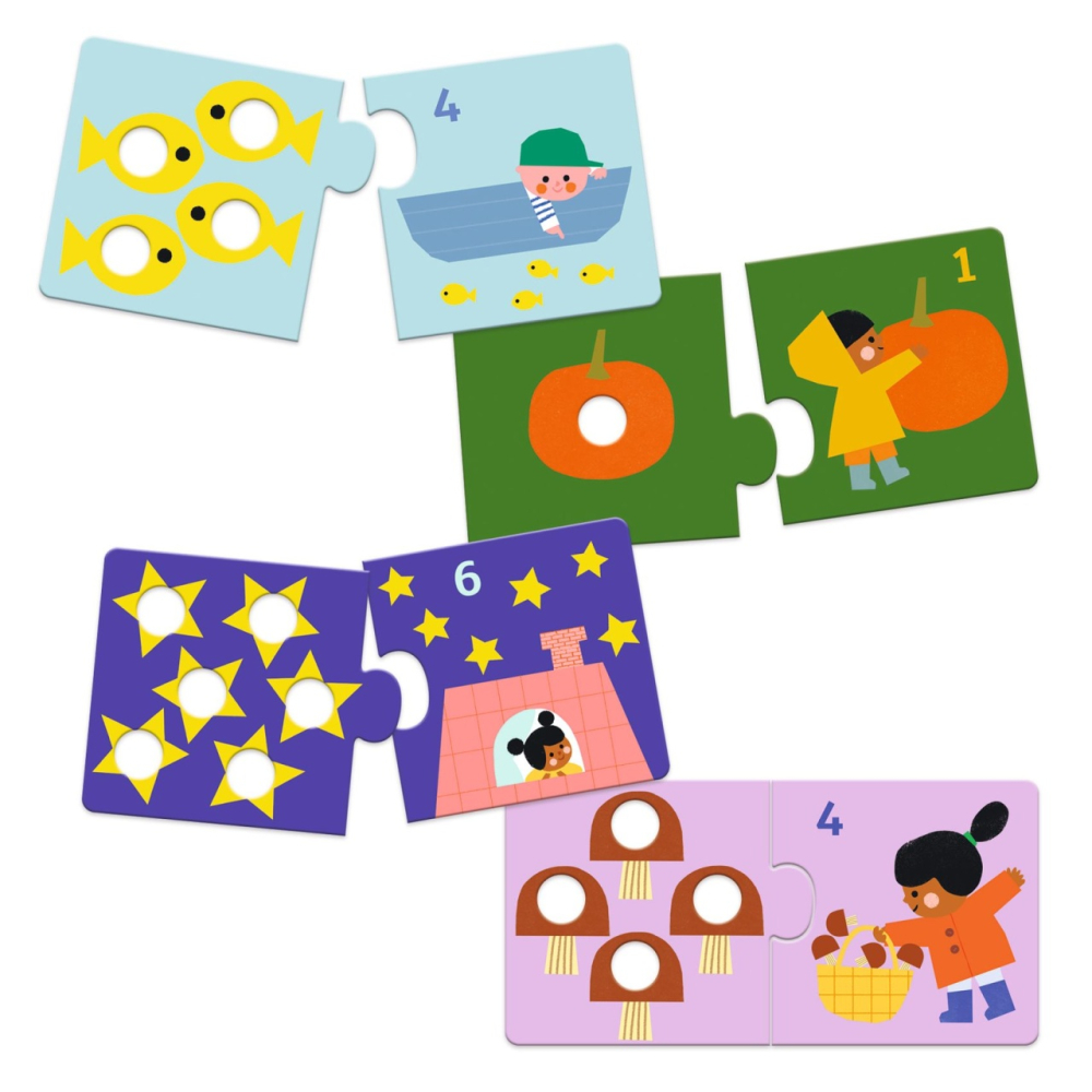 Puzzle duo tactil Primele numere, Djeco [2]