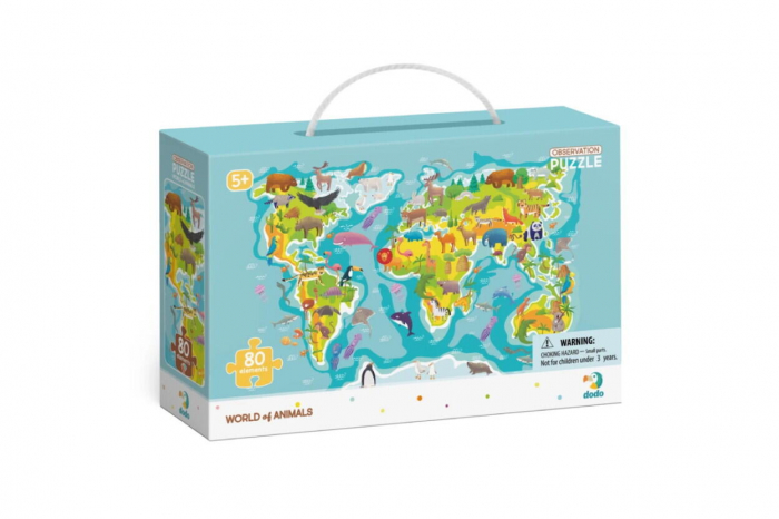 Dodo Puzzle - Harta animalelor lumii 80 piese  [2]