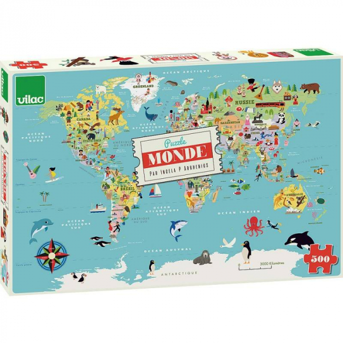 Vilac-Puzzle harta lumii 500 piese in limba Franceza [2]