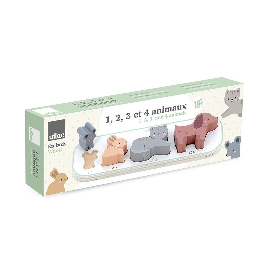 Vilac-Puzzle incastrat din lemn - 1,2,3,4 Animale - Vilac [1]