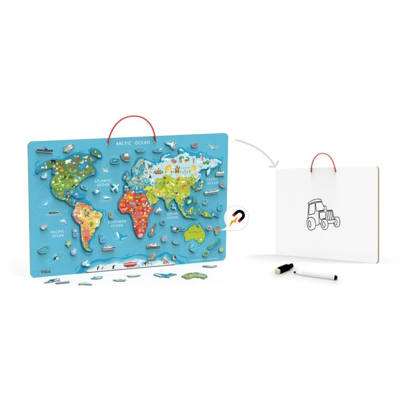 Puzzle magnetic Harta lumii si tabla de scris, Viga [3]