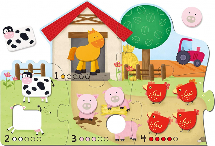 Galt Puzzle - Numaram animalele de la ferma 6 piese  [4]