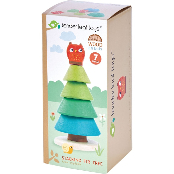Tender Leaf Toys-Puzzle stivuibil Brad de Craciun, din lemn premium - Stacking Fir Tree - 7 piese - Tender Leaf Toys [1]