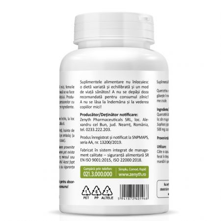 Quercetin, 500mg, 90 capsule vegetale, Zenyth [2]