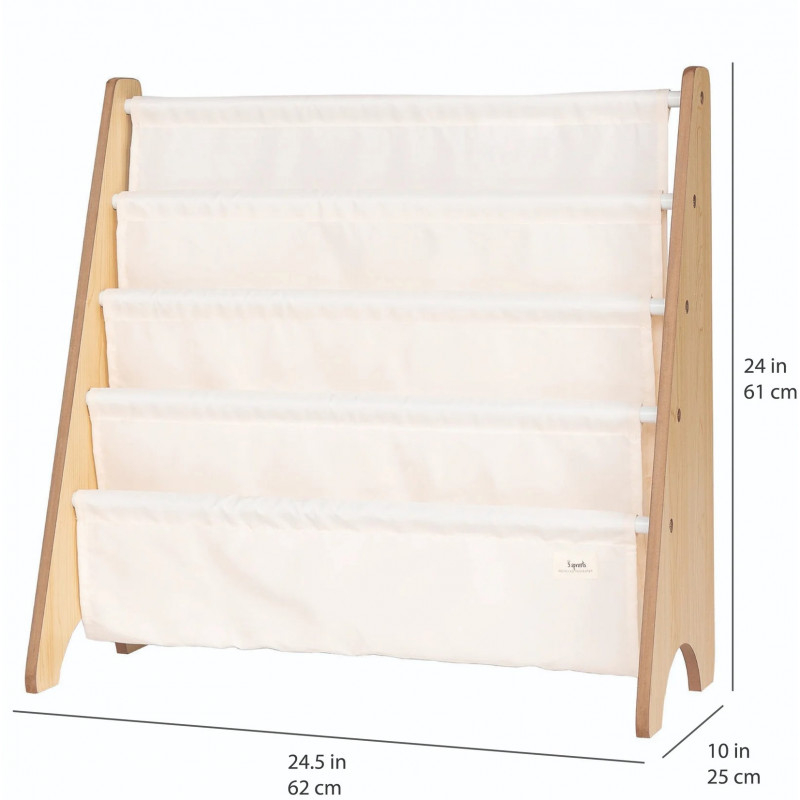 3 Sprouts-Raft organizator de carti pentru copii, material reciclat Cream, 3 Sprouts [5]