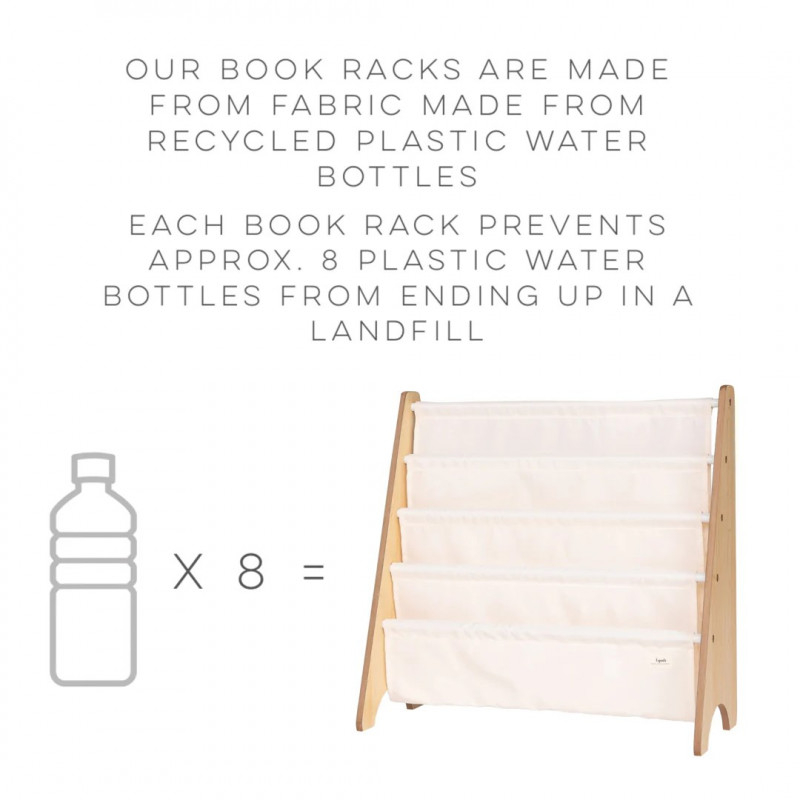 3 Sprouts-Raft organizator de carti pentru copii, material reciclat Cream, 3 Sprouts [1]