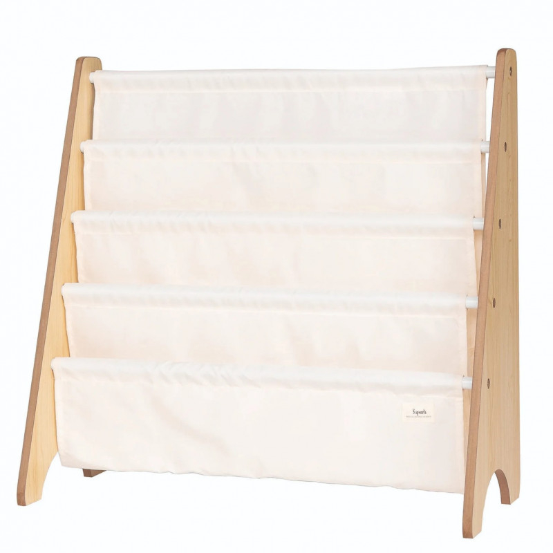 3 Sprouts-Raft organizator de carti pentru copii, material reciclat Cream, 3 Sprouts [4]