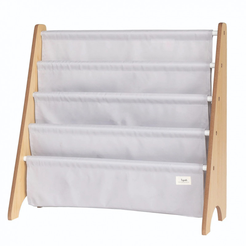 3 Sprouts-Raft organizator de carti pentru copii, material reciclat Gri, 3 Sprouts [3]