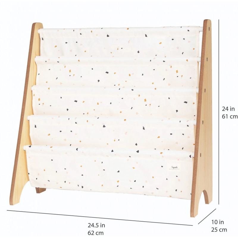 Raft organizator de carti pentru copii, material reciclat Terrazzo Cream, 3 Sprouts [4]