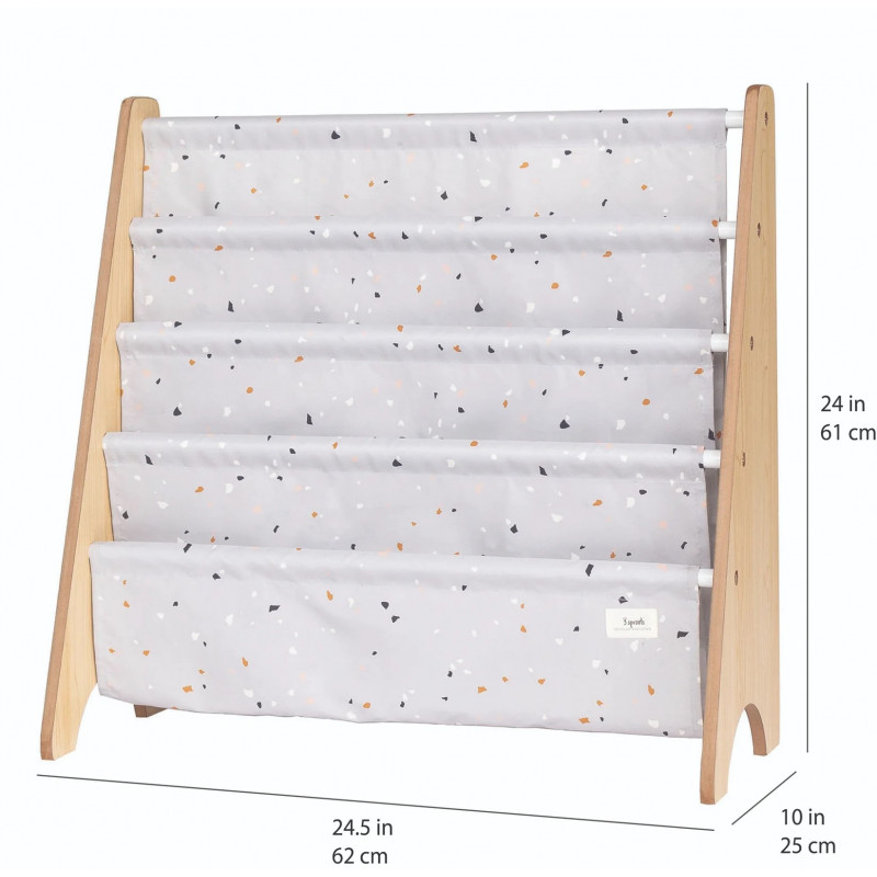 Raft organizator de carti pentru copii, material reciclat Terrazzo Grey, 3 Sprouts [5]
