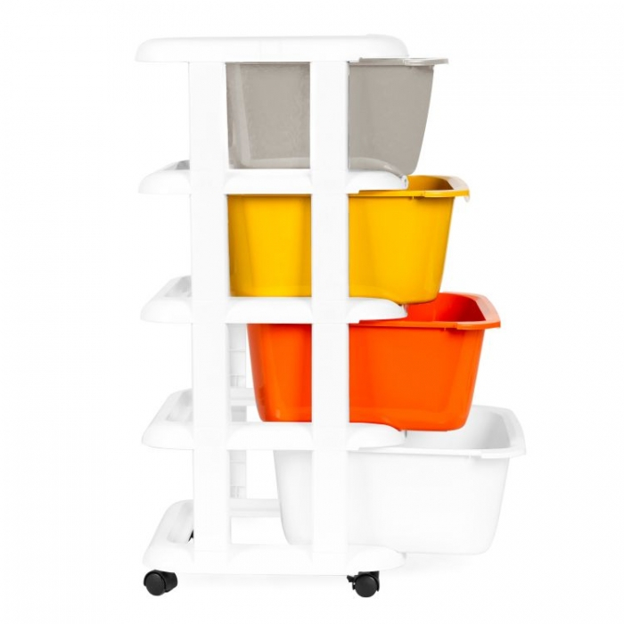 Raft pe roti cu 4 compartimente pentru depozitarea jucariilor ModernHome - Multicolor [3]
