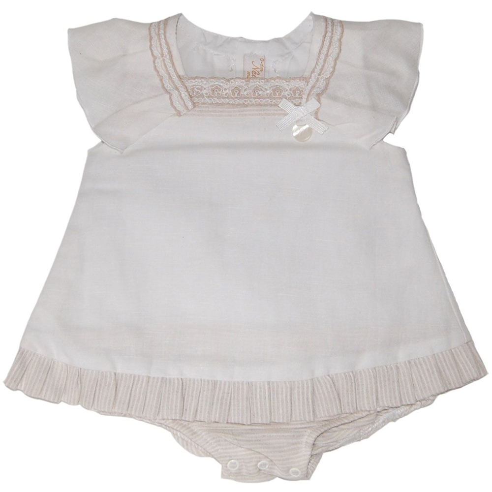 Rochie alba/crem din in (1820), 50 cm / 0-1 luni [1]