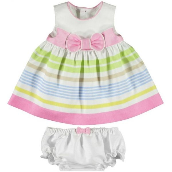 Mayoral-Rochie alba cu dungi pastel multicolor (1877), 70 cm / 4-6 luni [1]