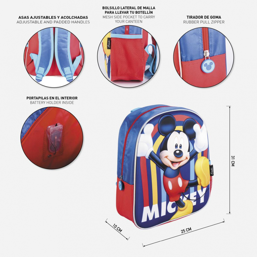 Rucsac Mickey Mouse 3D cu luminite, 25x31x10 cm [4]
