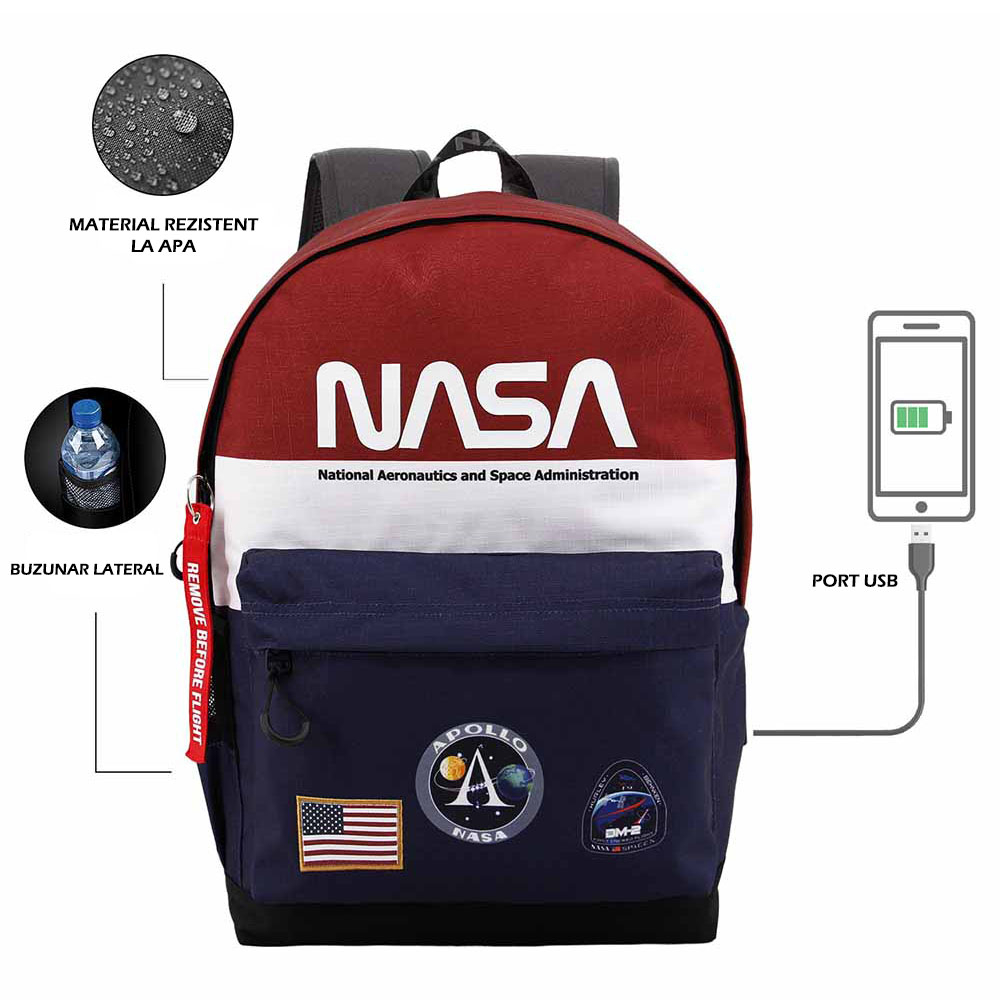 Rucsac NASA Mission cu port USB, 30x45x18 cm [2]