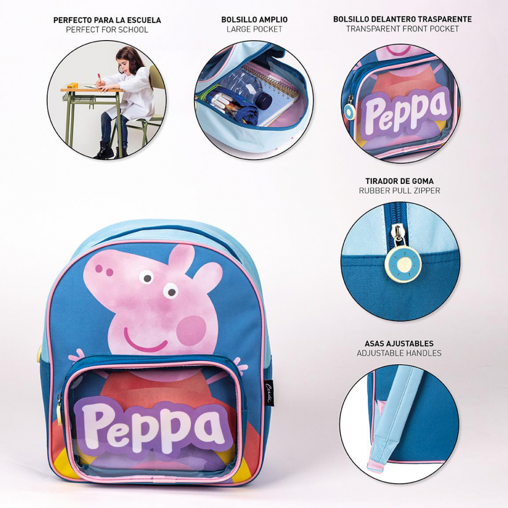 Cerda-Rucsac Peppa Pig cu buzunar transparent, 25x30x12 cm [7]