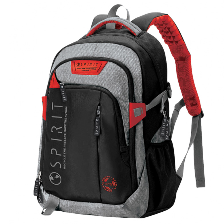 Rucsac Spirit Classic, Negru / Gri / Rosu, 49x35x16 cm [1]