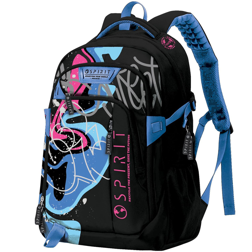 Spirit-Rucsac Spirit Pattern Graffiti, Negru/Roz, 49x35x16 cm [1]