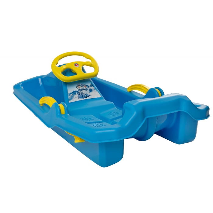 Sanie copii Marmat Niko cu manere, frana si volan - Albastru [1]