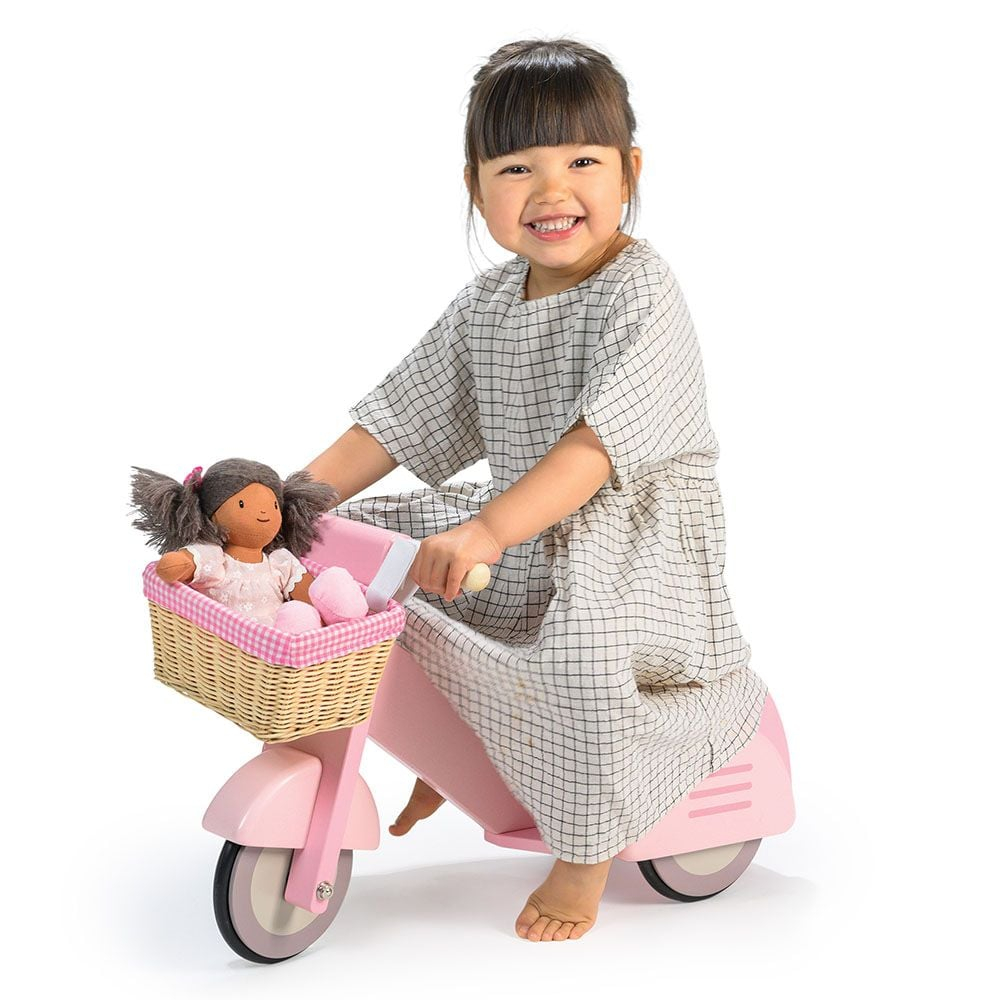 Scuter cu cos, din lemn premium - Scooter With Basket - Tender Leaf Toys [2]