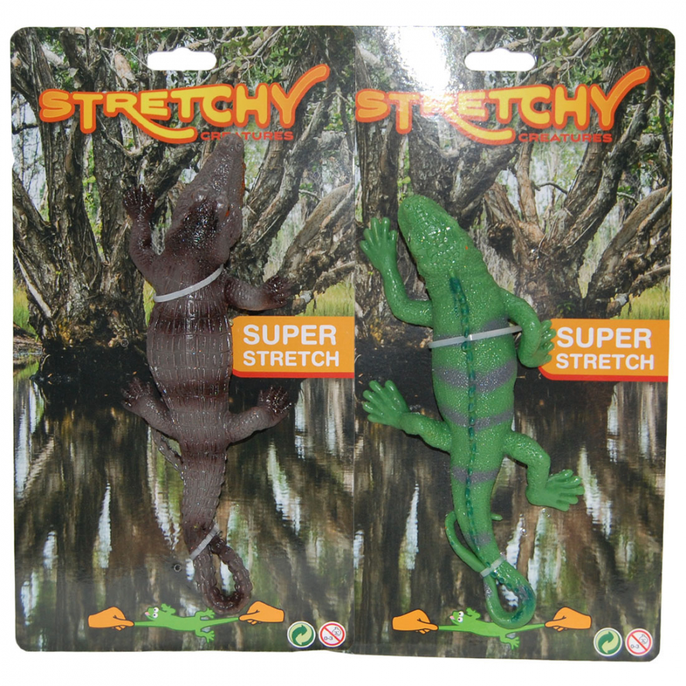 Set 2 crocodili super elastici din silicon, verde/maro, 25 cm [2]