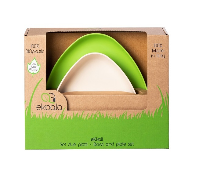 Set 2 farfurii, eKoala, BIOplastic, White/Green [1]