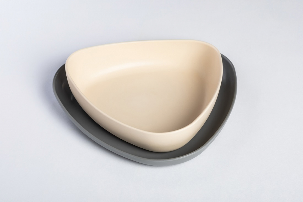 Set 2 farfurii, eKoala, BIOplastic, White/Grey [3]