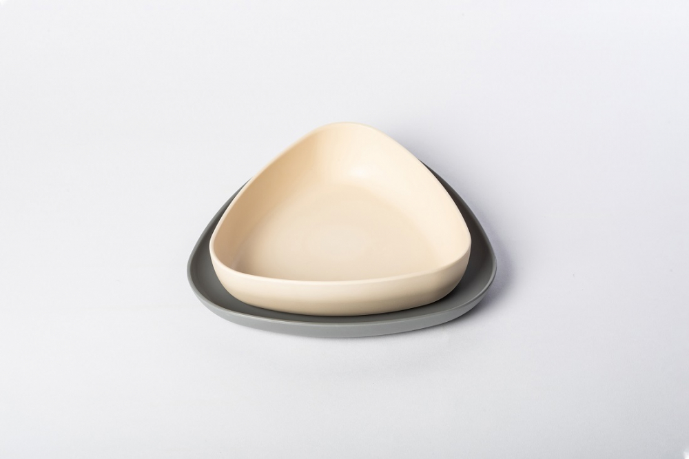 Set 2 farfurii, eKoala, BIOplastic, White/Grey [2]