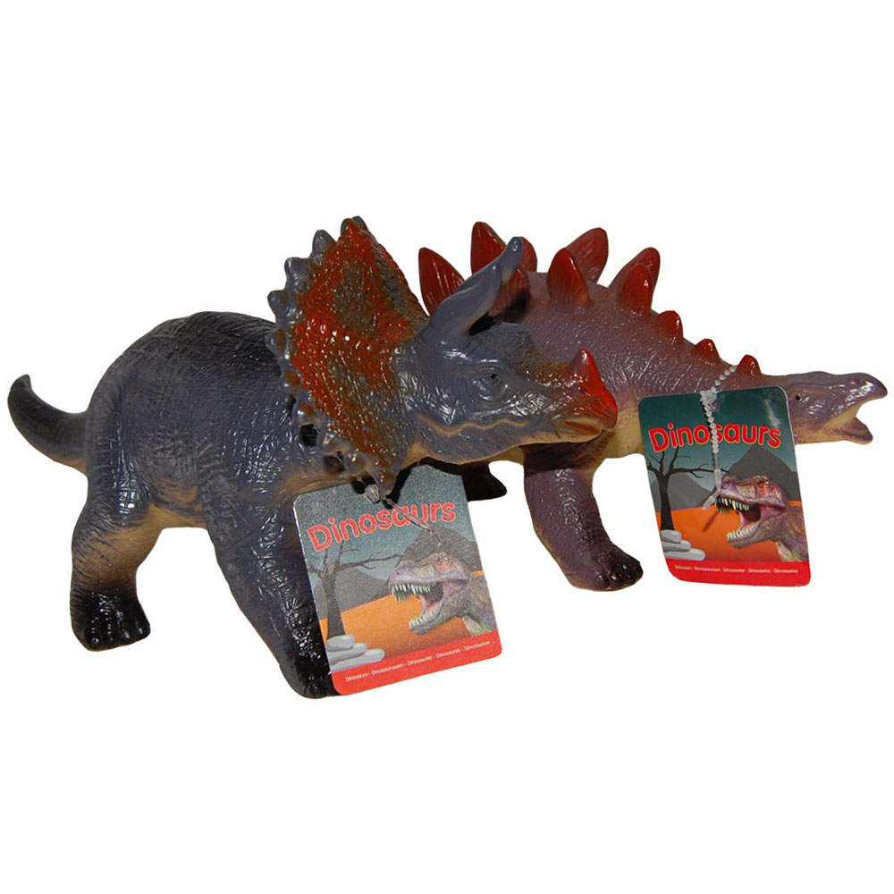 Set 2 figurine dinozauri din cauciuc, Triceratops si Stegosaurus, 32-34 cm [1]