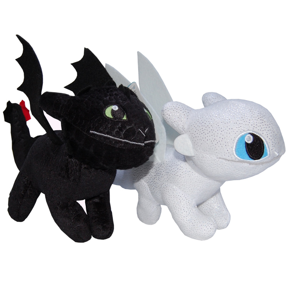 Play by Play-Set 2 jucarii din plus Toothless 25 cm si Light Fury Sparkle, Dragons, 28 cm [1]