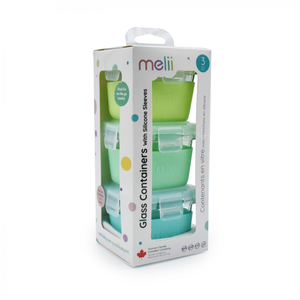Set 3 Recipiente Sticla 3 160Ml Cu Husa Antiderapanta Silicon Melii Blue Mint Lime [1]